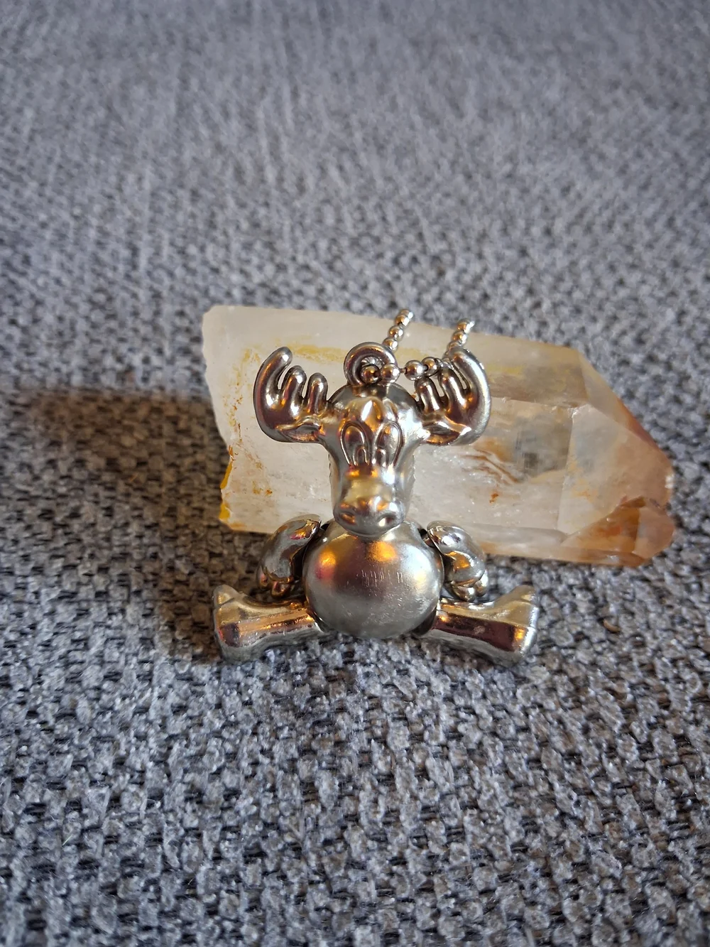 Silver Tone Moose Keychain Purse Charm - Cute Animal Accessory